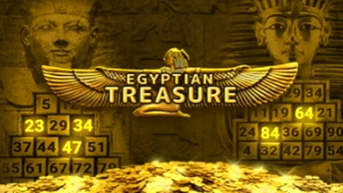 Tampilan visual permainan slot Egyptian Treasure dengan tema Mesir Kuno